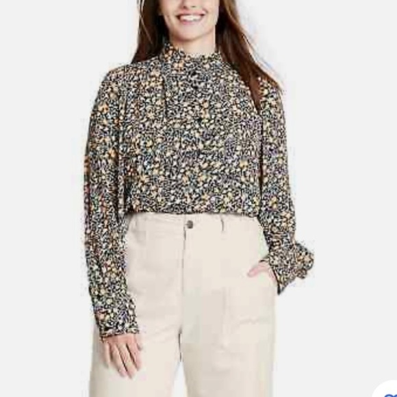 (4X)- Nili Lotan x Target Women's Floral Print Long Sleeve Pleated Blouse‎ - Picture 1 of 13
